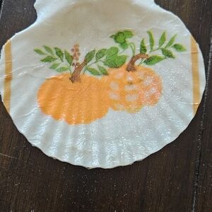 Decorative Shell with Pumpkin Design